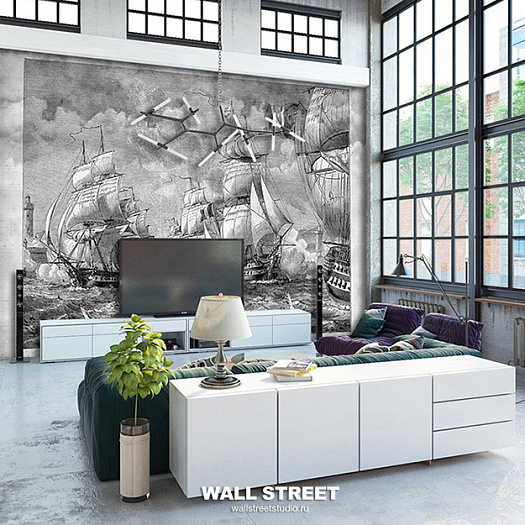 Фотообои в интерьере артикул Grayscale 20, ОТТЕНКИ СЕРОГО / GRAYSCALE, Wall street
